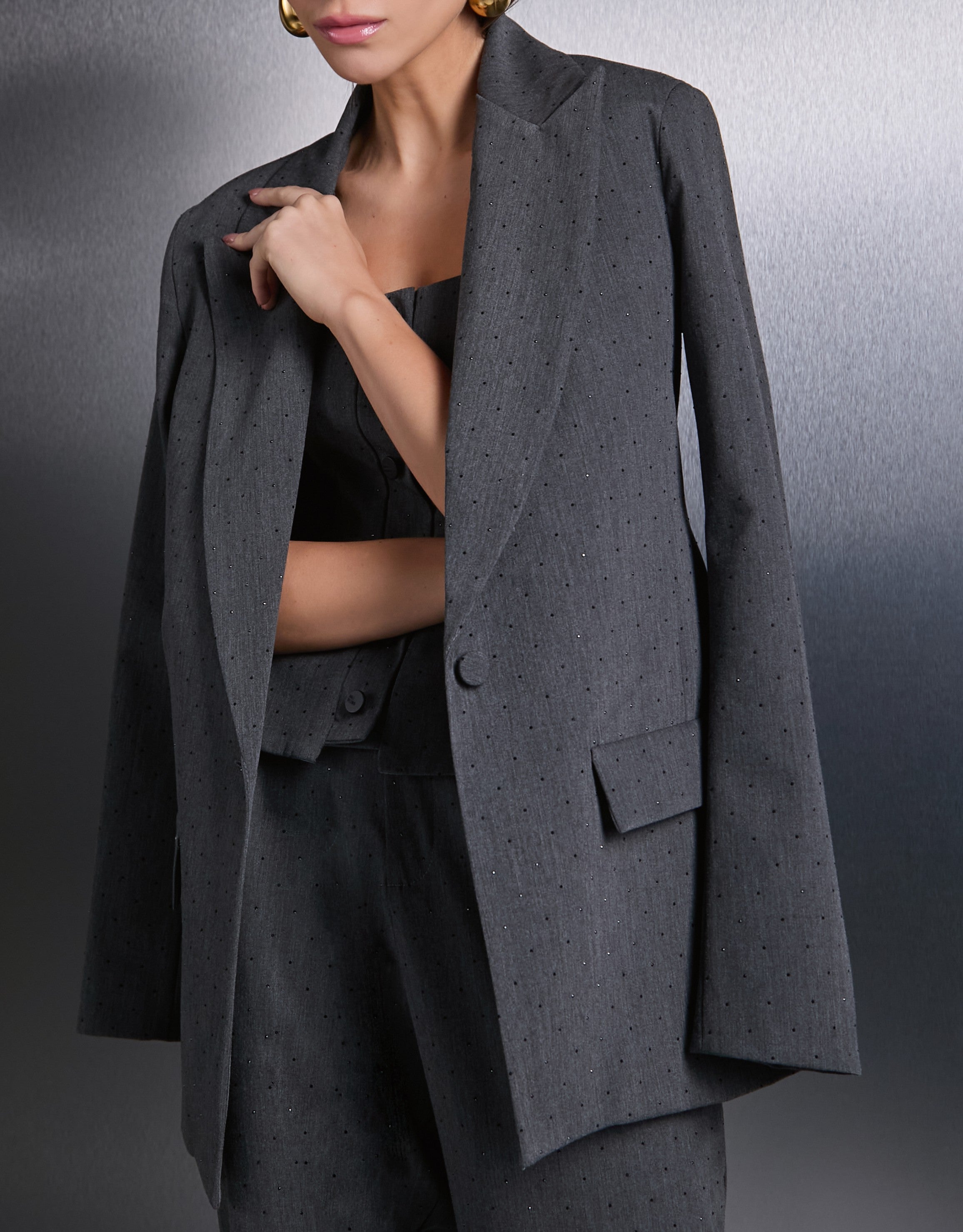 VESTE CLASSIQUE - GRIS - MICRO-BRILLANCE