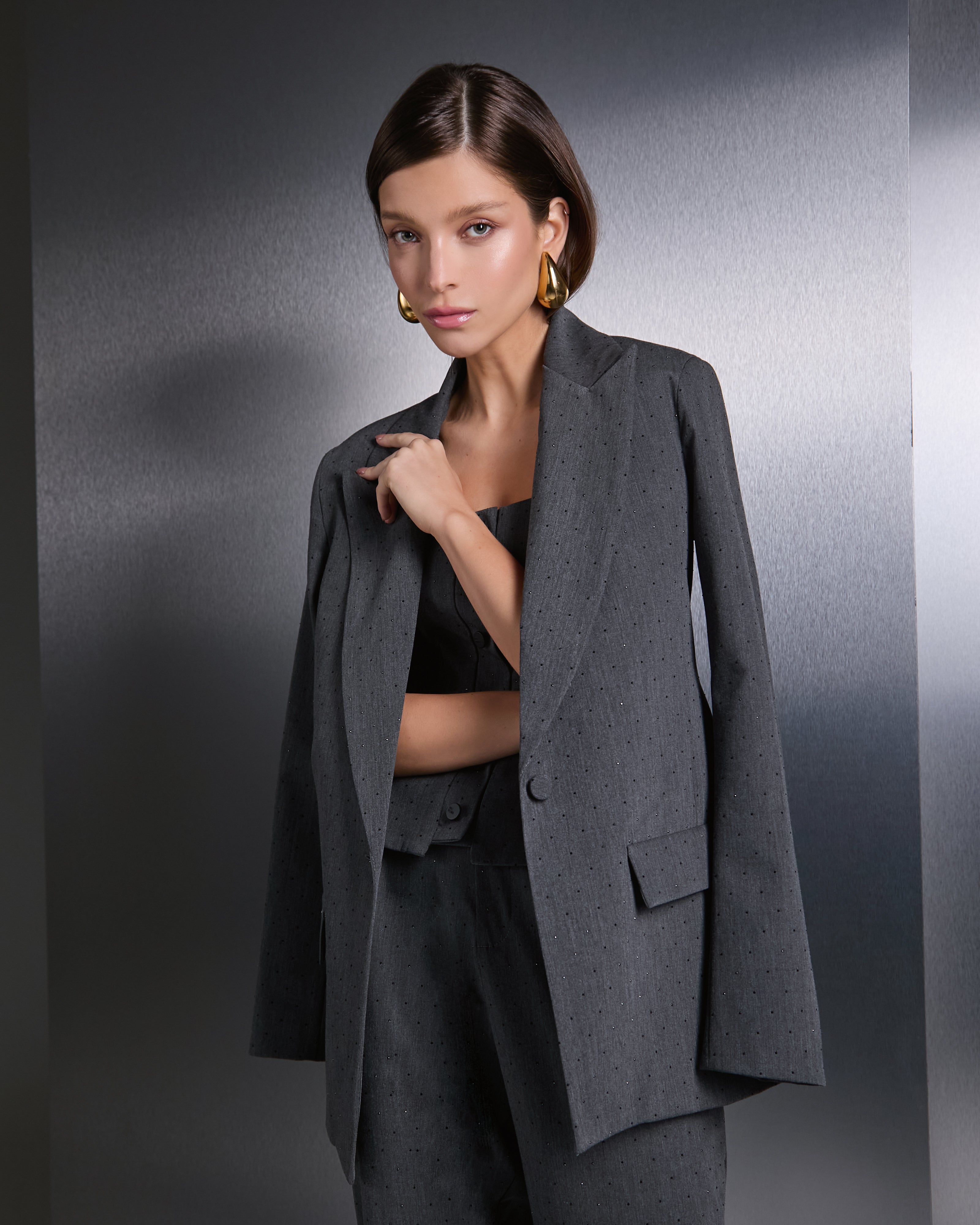 VESTE CLASSIQUE - GRIS - MICRO-BRILLANCE