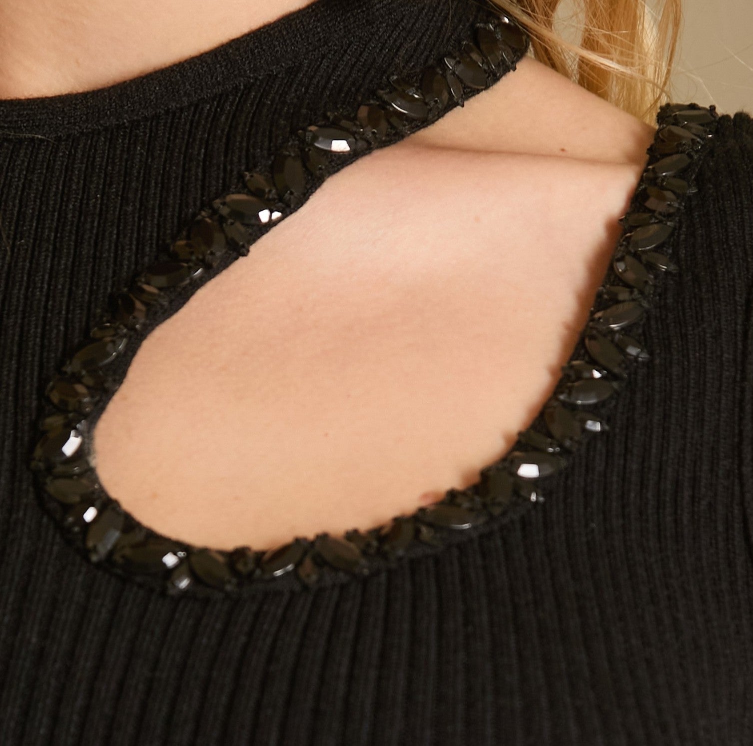 BODY TRICOT - NOIR - BRODERIE STRASS