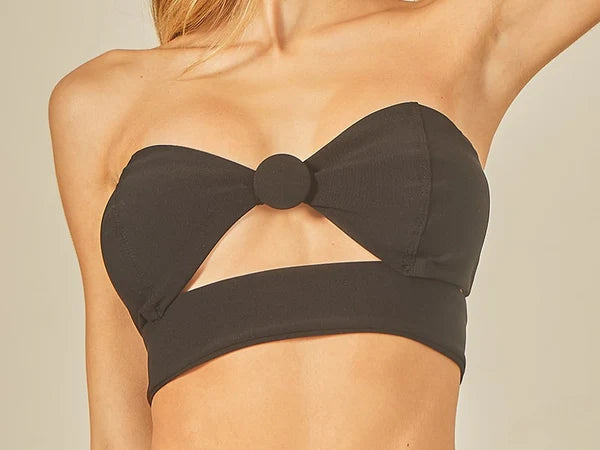 HAUT DE BIKINI DOLLY - NOIR DETAILS BOUTONS