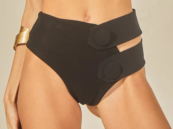 BAS DE BIKINI DOLLY - NOIR DETAILS BOUTONS