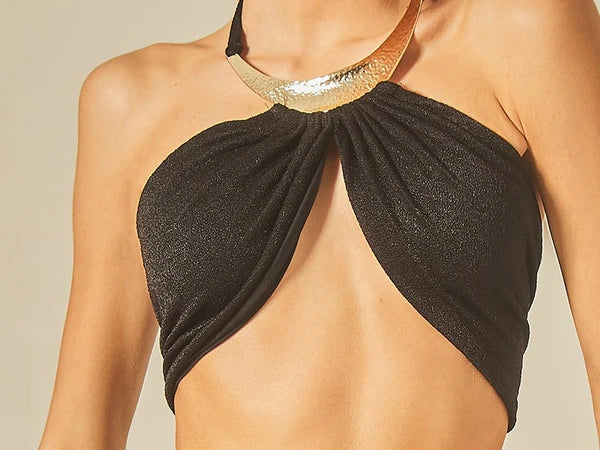 HAUT DE BIKINI BARDOUT - NOIR DETAILS DORÉ